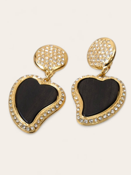 YSL wood heart earrings (vintage)