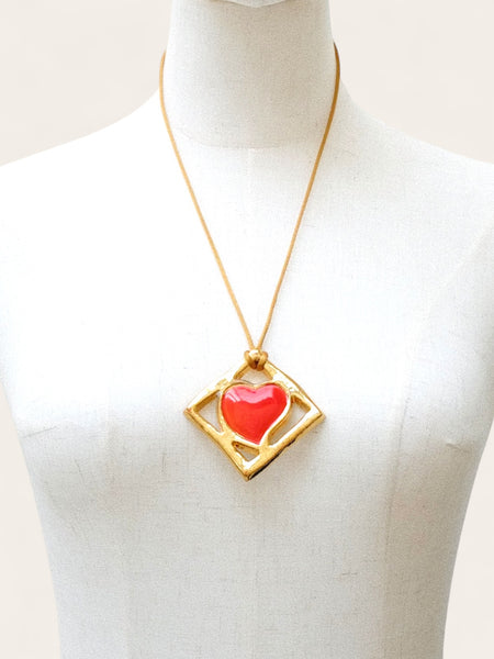 YSL red heart pendant necklace 1990 Valentine's Day Edition (vintage)