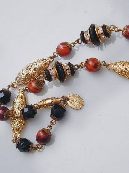 Nina Ricci beads chain long necklace (vintage)