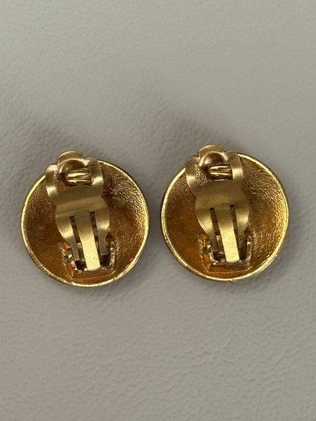 Chanel Gold Plated Crown Earrings