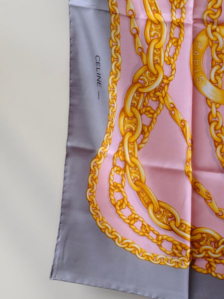 Celine iconic golden logo globe celestial stars silk scarf (vintage)