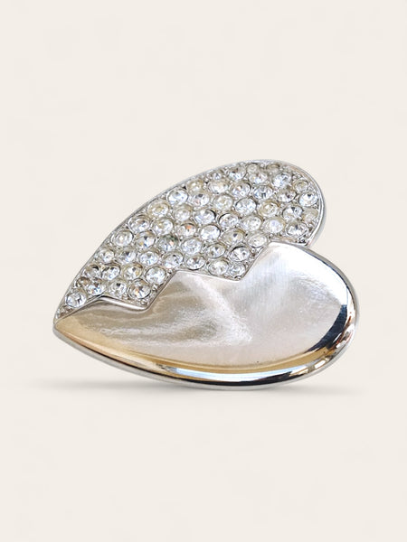 YSL Yves Saint silver heart brooch (Vintage)