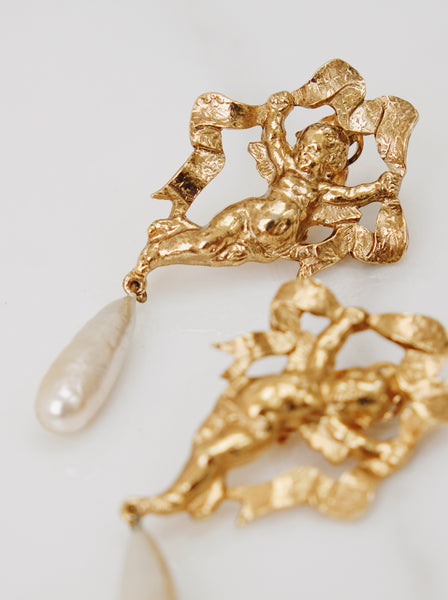 Butler & Wilson Massive Angels with pearls earrings (Vintage)