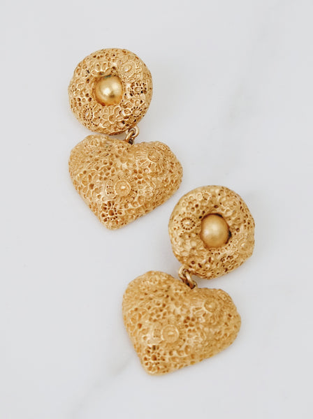 Rochas Paris lava hearts massive earrings (Vintage)
