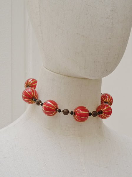 Red porcelain beads necklace (Vintage)