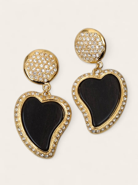 YSL wood heart earrings (vintage)