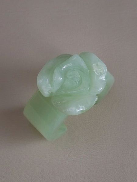 CHANEL faux jade camellia flower bangle (vintage)