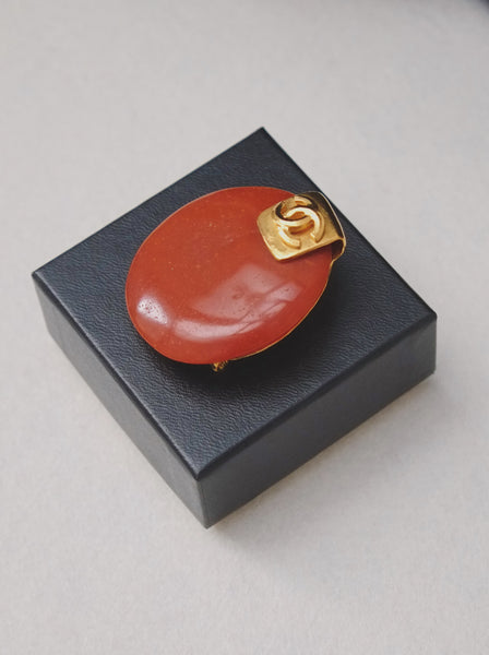 Vintage CHANEL orange stone earrings 1998 collection | ON SLOWNESS