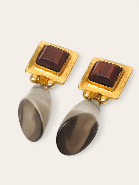 Edouard Rambaud wood resin earrings (vintage)