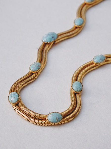 Chr Dior 50s faux Turquoise bead long necklace belt (Vintage)