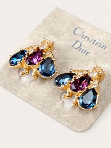 Christian Dior Jewelled Bumble Bee Earrings (Vintage)