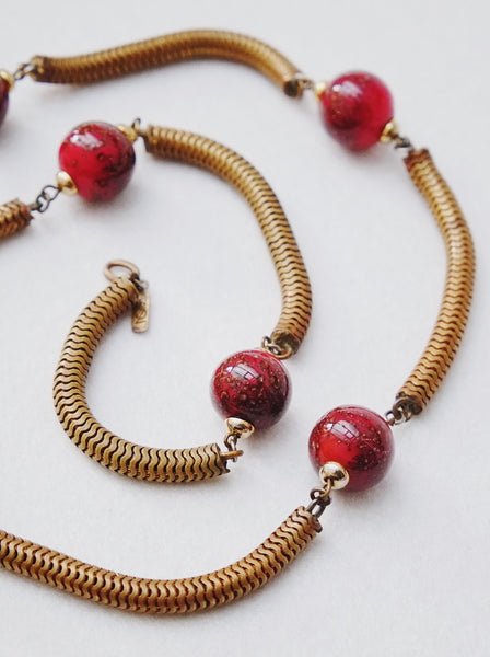 YSL old glass beads long necklace (vintage)