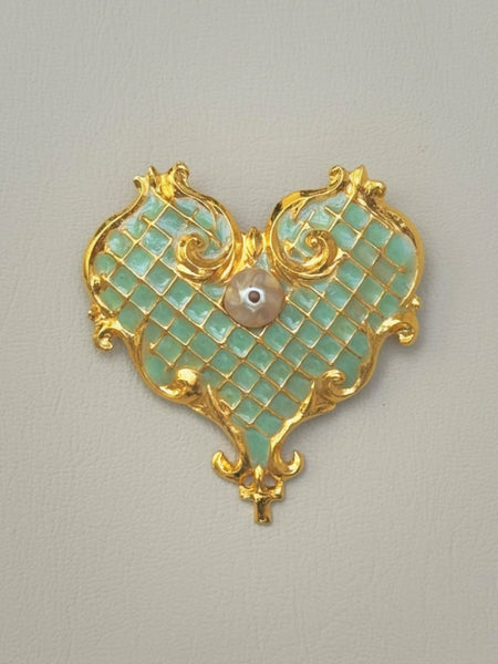 Christian Lacroix Enameled Heart Brooch  (Vintage)