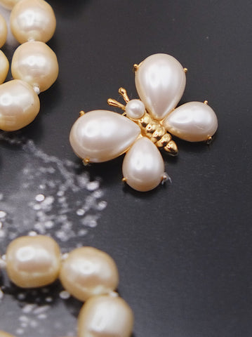 Vintage Marvella faux pearls butterfly brooch | on slowness