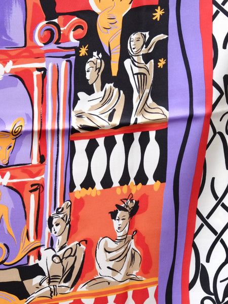 Carven Paris Theatrical Scene silk scarf (vintage)