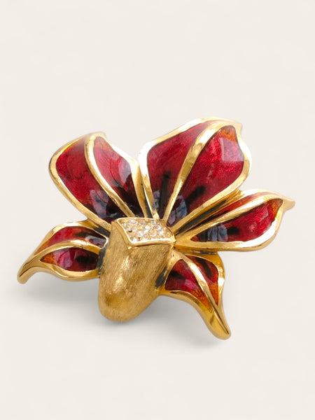 Christian Dior Enameled Flower Brooch (vintage)