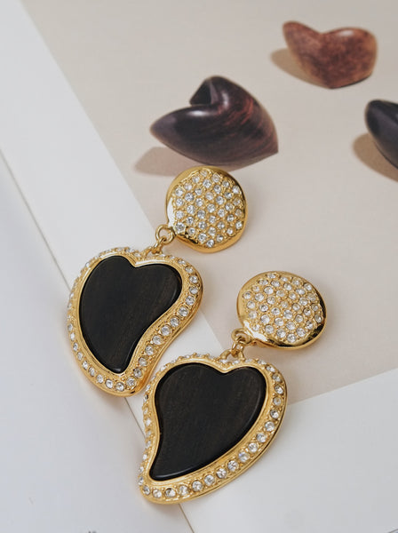YSL wood heart earrings (vintage)