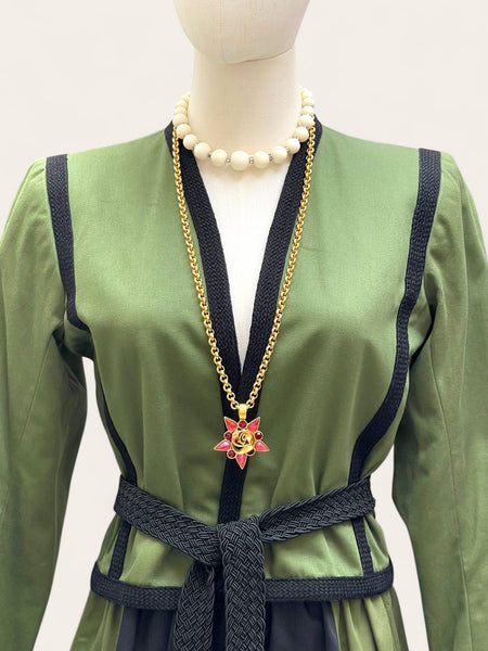 Guy Laroche Paris Starburst pendant Statement Long necklace (vintage)