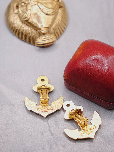 Rochas Paris golden anchor earrings (Vintage)