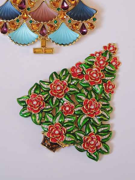 Cristobal XL enamel Christmas tree brooch (vintage) | on slowness