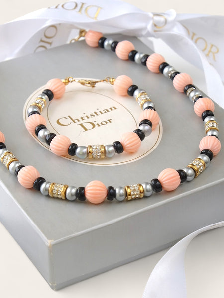 Chr Dior Set of Necklace and Bracelet (Vintage)