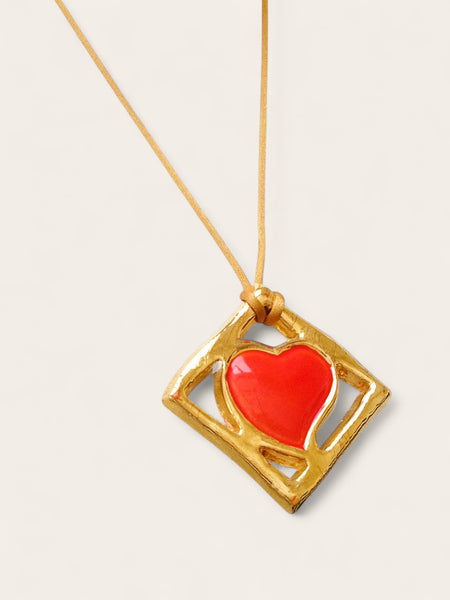 YSL red heart pendant necklace 1990 Valentine's Day Edition (vintage)
