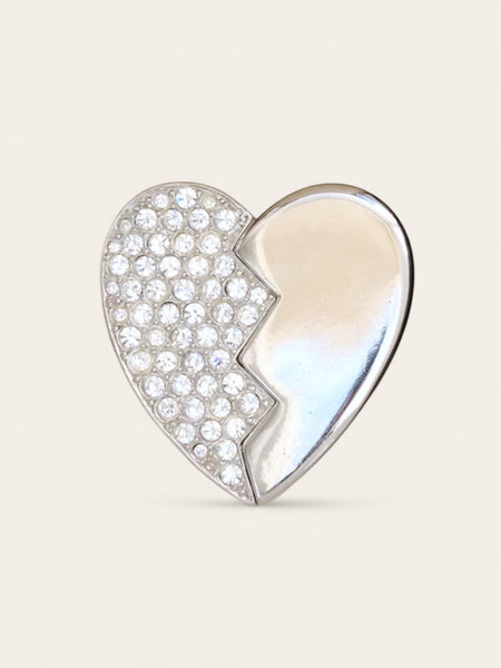 YSL Yves Saint silver heart brooch (Vintage)