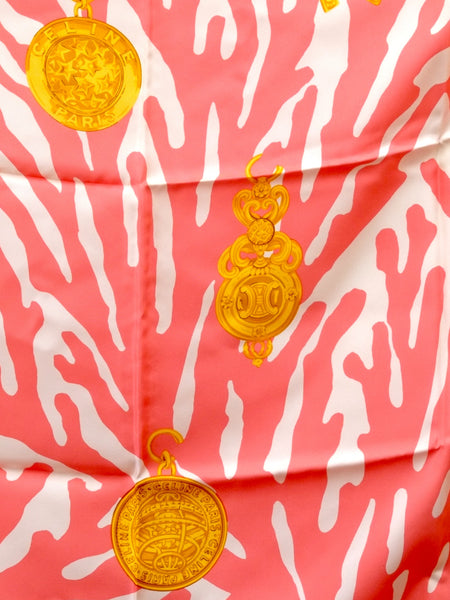 Celine corals silk scarf (vintage)