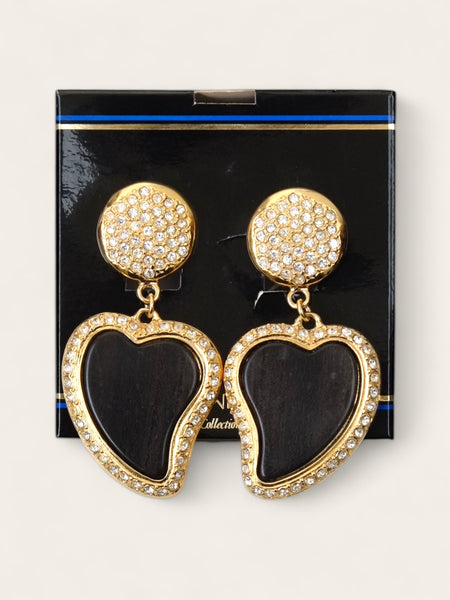 YSL wood heart earrings (vintage)