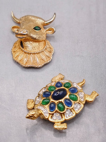 D’orlan cabochon glass turtle brooch (Vintage) | on slowness