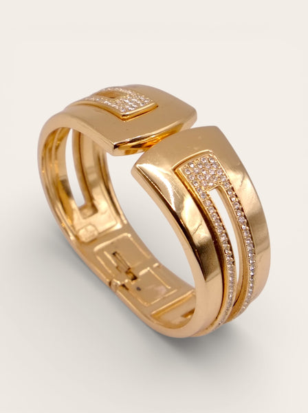 Chr Dior gold-tone with crystals cuff bangle (vintage)