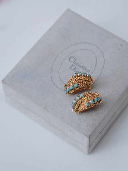 Chr Dior golden mesh earrings (Vintage)