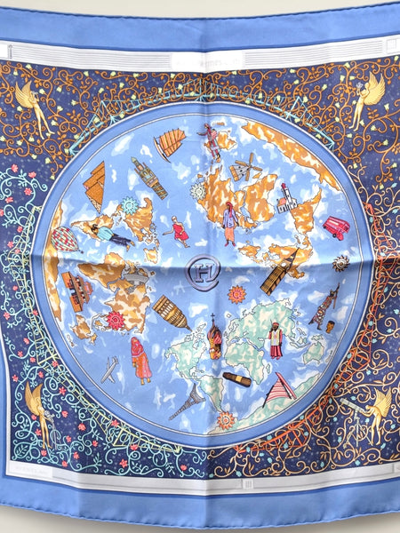 Hermes Map of the World silk scarf 45 (vintage)