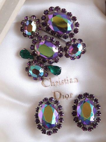 Chr Dior Set of Brooch and Earrings (Vintage)