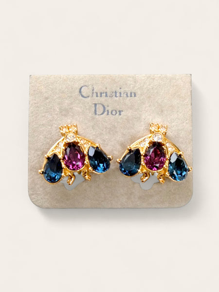 Christian Dior Jewelled Bumble Bee Earrings (Vintage)