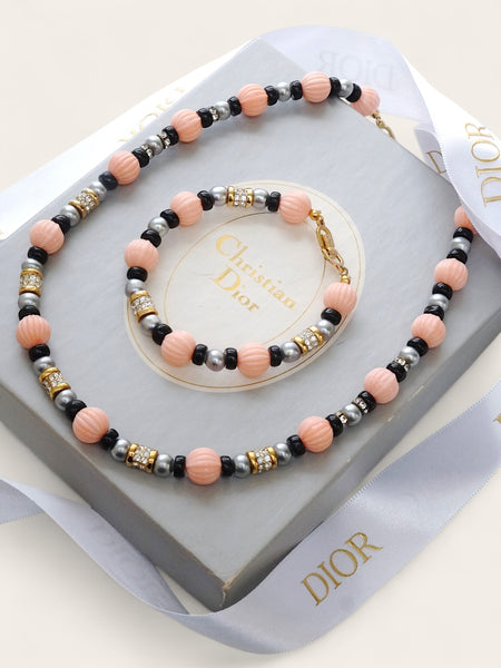 Chr Dior Set of Necklace and Bracelet (Vintage)