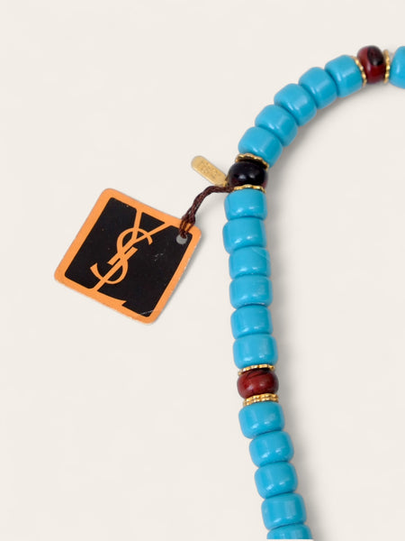 YSL multi-colour glass and hand-painted ceramic beads long necklace (vintage)
