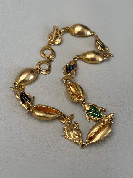 YSL Gold Plated Necklace with Fish