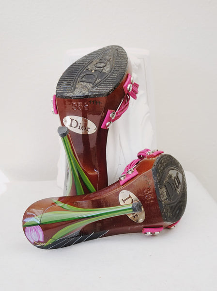 Dior by John Golliano handpained wood sandals (Vintage)