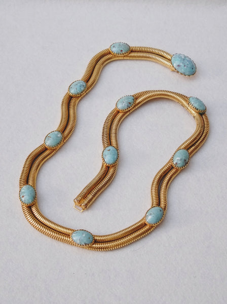 Chr Dior 50s faux Turquoise bead long necklace belt (Vintage)