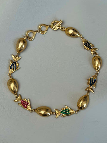 YSL Gold Plated Necklace with Fish
