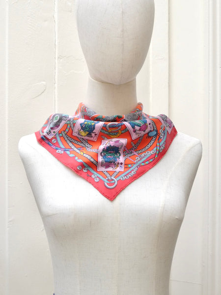 Hermes Dame de Coeur silk scarf 45 (vintage)