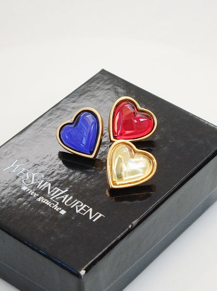 Vintage Yves Saint Laurent Rive Gauche Set of 3 Heart Pins | on slowness