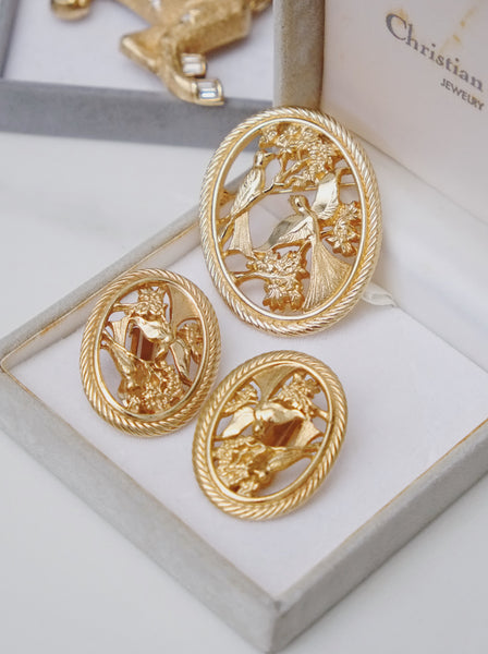 Chr Dior birds on the branch earrings & brooch (Vintage)