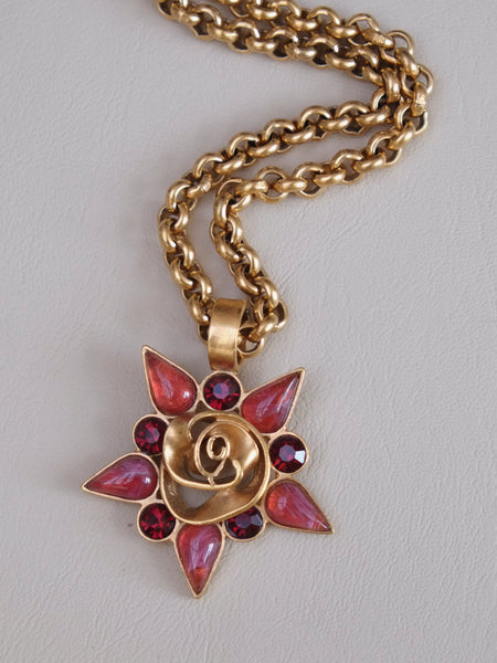 Guy Laroche Paris Starburst pendant Statement Long necklace (vintage)