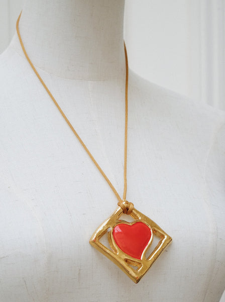 YSL red heart pendant necklace 1990 Valentine's Day Edition (vintage)