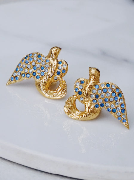 YSL Yves Saint Laurent dove earrings by Robert Goossens (Vintage)