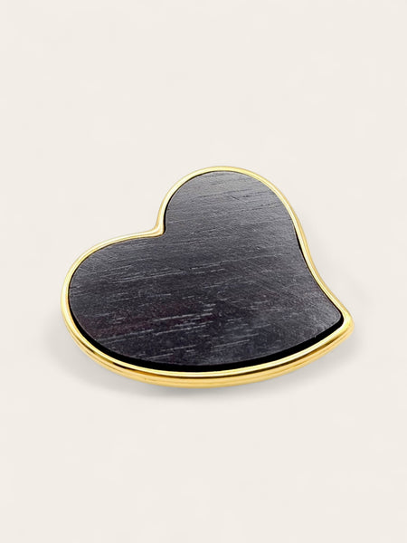 YSL Wood Heart Brooch (Vintage)