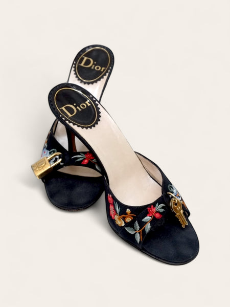 Dior by John Golliano denim embroided Sandals (Vintage)