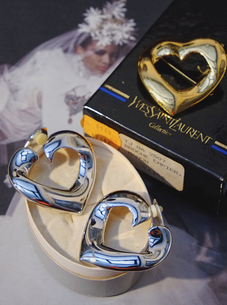 YSL silver hearts earrings (vintage)